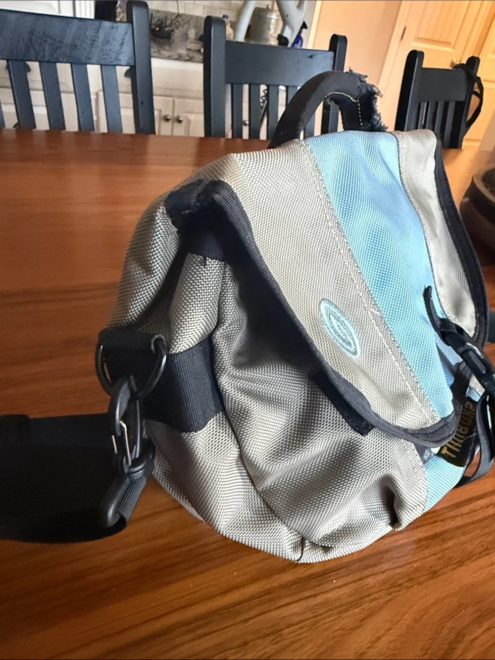 Timbuk2 Light Blue and Grey Messenger Bag with Black Trim